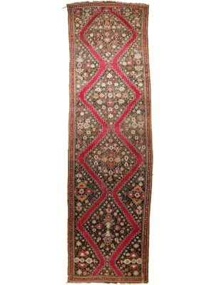 Antique Caucasian Karabaugh Runner Rug, Magenta