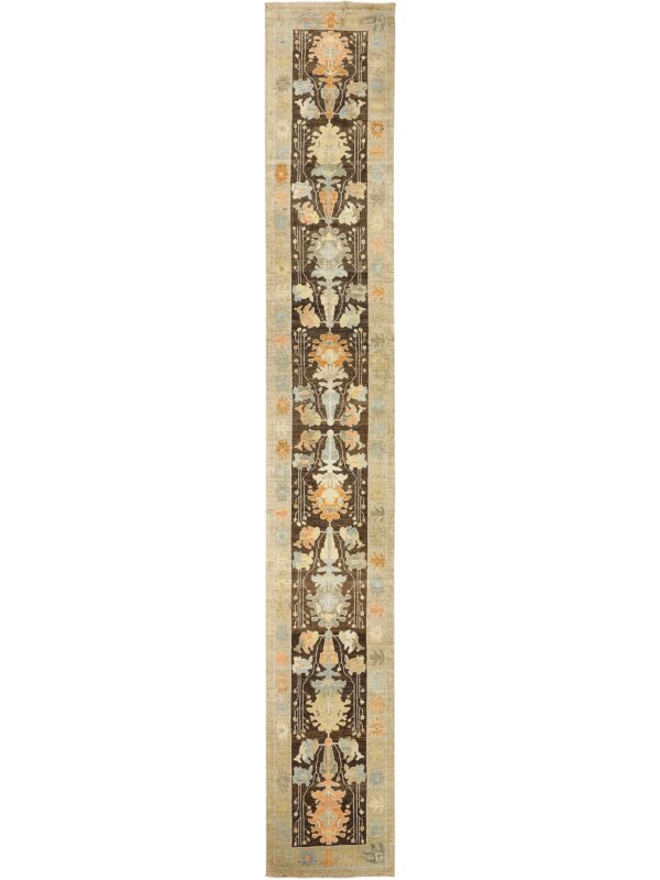 Antique Sultanabad Runner, floral espresso