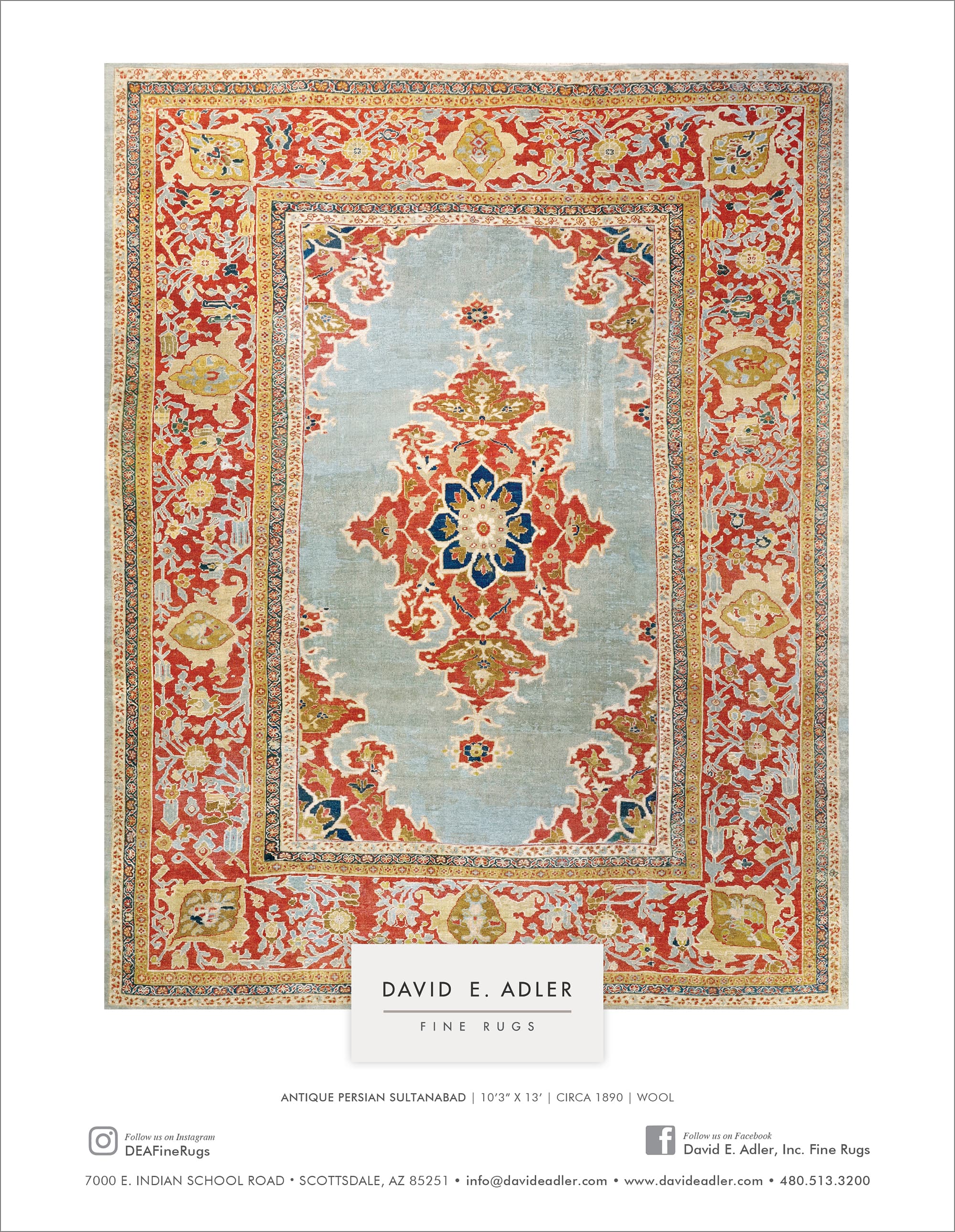 Phoenix Home & Garden Magazine AD for David E Adler Rugs March 2018