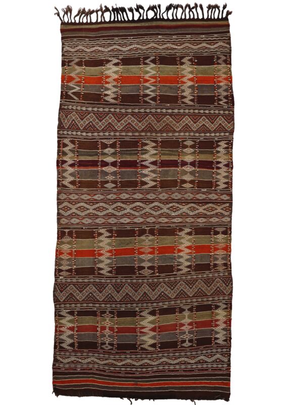 VINTAGE COLORFUL MOROCCAN KILIM MOCHA MULTI