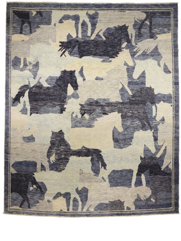 PICTORIAL OUSHAK BLUE HORSES